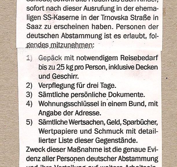 Bekanntmachung zur Vertreibung