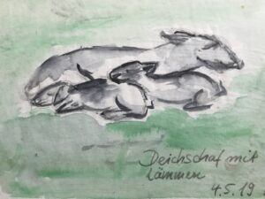 friedliche Deichschafe von Katja gemalt